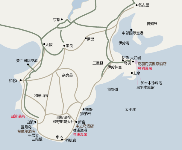 日本最大半岛纪伊半岛地图